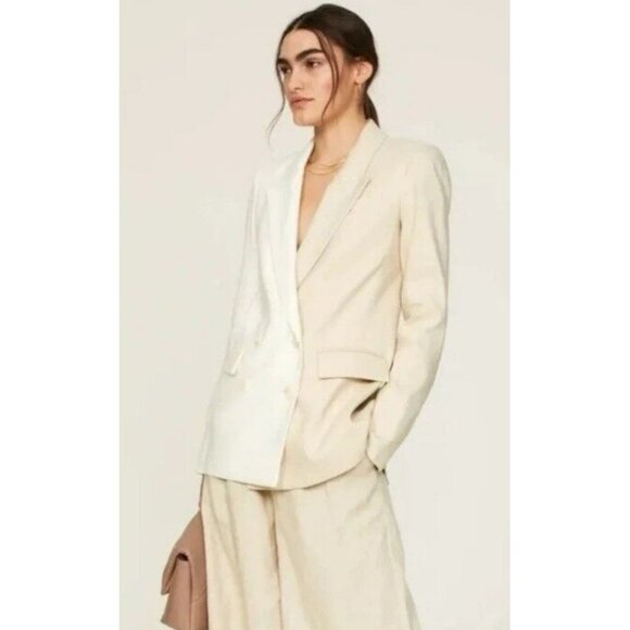 Veronica Beard NEW Braeton Linen Blend Dickey Jacket White/Limestone Size 10